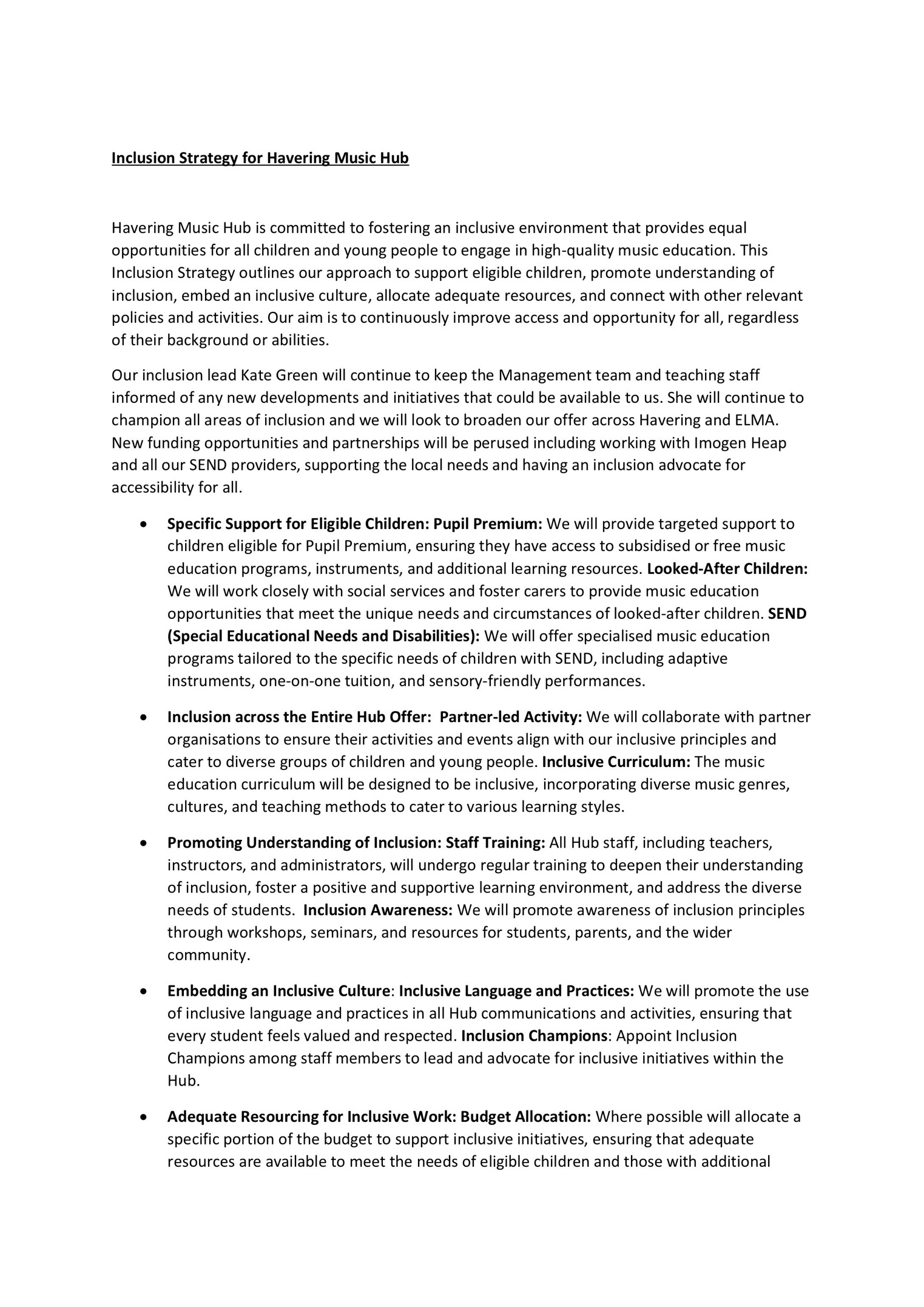 Inclusion Strategy for Havering Music Hub-1-1